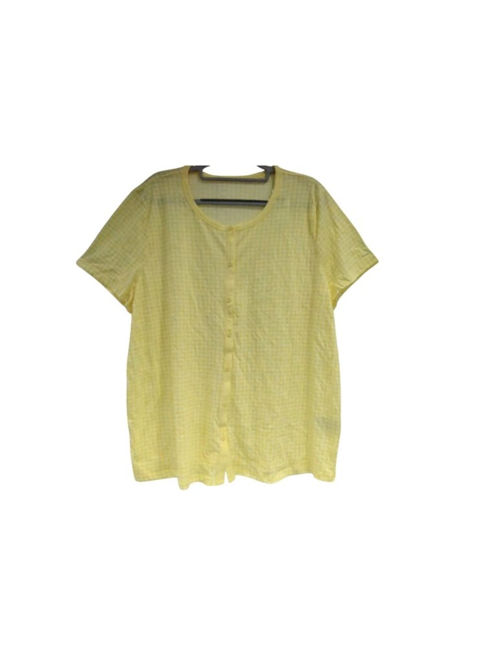 NWT Charter Club Button Front Pajama Lounge Top Sz XL Yellow Gingham Cotton
